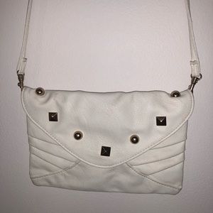 ⭐️White Crossbody Bag w/ Gold Studs